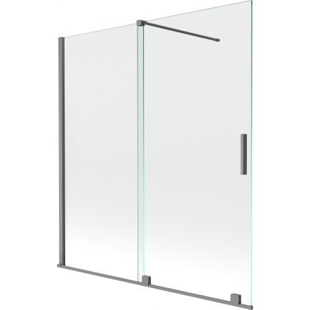 Mexen Velar vaňová zástena 2-krídlová posuvná 150 x 150 cm, transparentná, gun metal - 896-150-000-01-95