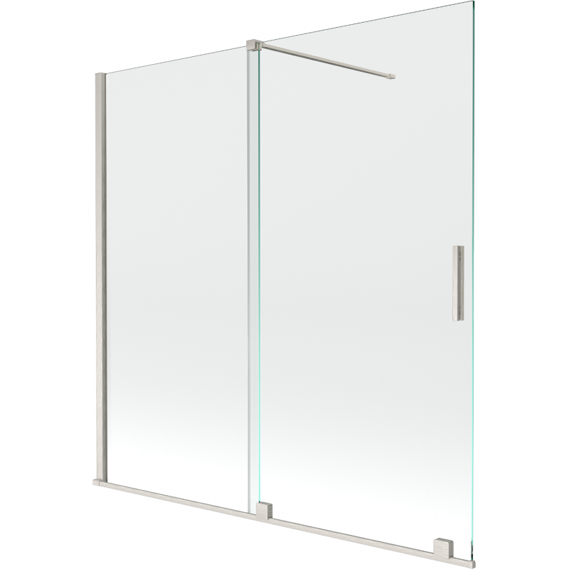 Mexen Velar vaňa dvojdielna posuvná 160 x 150 cm, transparentná, brúsený nikel - 896-160-000-01-97