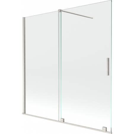 Mexen Velar dvojkrídlová posuvná vaňová zástenka 160 x 150 cm, transparentná, brúsený nikel - 896-160-000-01-97