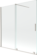 Mexen Velar vaňa dvojdielna posuvná 160 x 150 cm, transparentná, brúsený nikel - 896-160-000-01-97