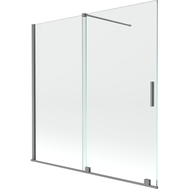 Mexen Velar vaňová zástena 2-krídlová posuvná 160 x 150 cm, transparentná, gun metal - 896-160-000-01-95