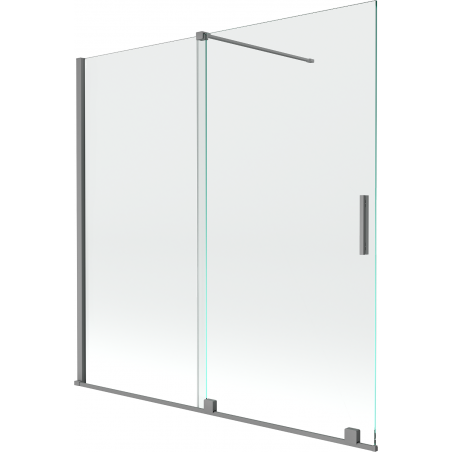 Mexen Velar vaňová zástena 2-krídlová posuvná 160 x 150 cm, transparentná, gun metal - 896-160-000-01-95