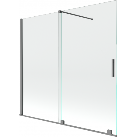 Mexen Velar vaňová zástena, 2-krídlová posuvná 170 x 150 cm, transparentná, gun metal - 896-170-000-01-95