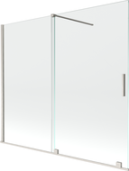 Mexen Velar vaňová zástena 2-krídlová posuvná 180 x 150 cm, transparentná, brúsený nikel - 896-180-000-01-97