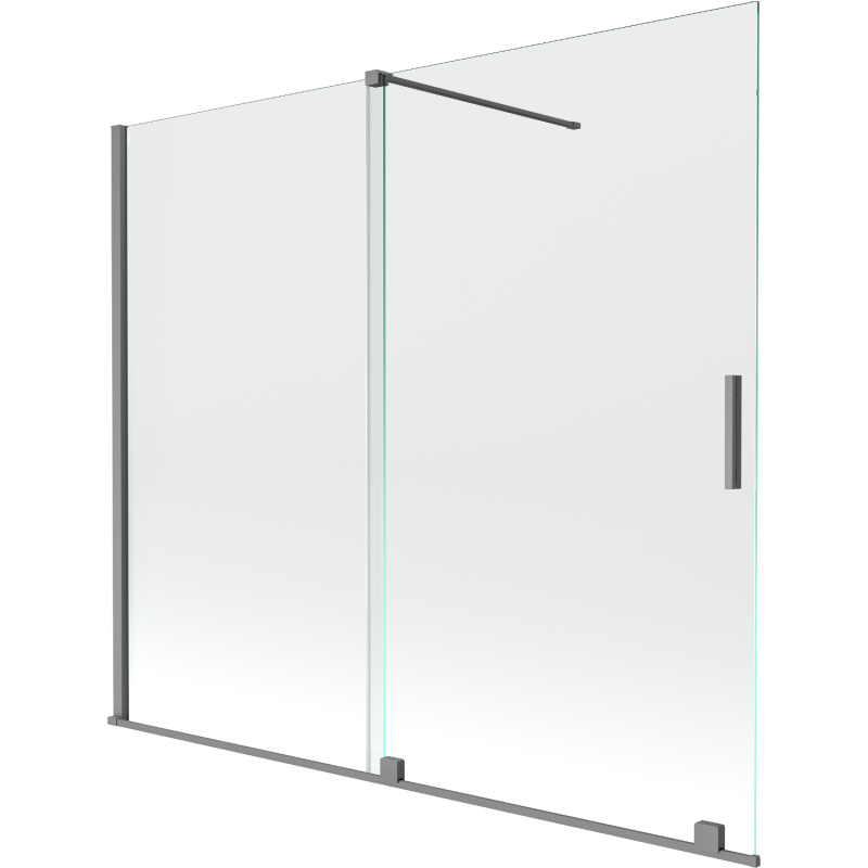 Mexen Velar dvojkrídlová posuvná vaňová zástena 180 x 150 cm, transparentná, gun metal - 896-180-000-01-95