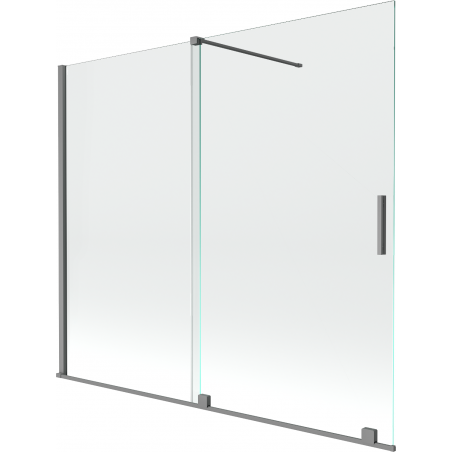 Mexen Velar dvojkrídlová posuvná vaňová zástena 180 x 150 cm, transparentná, gun metal - 896-180-000-01-95