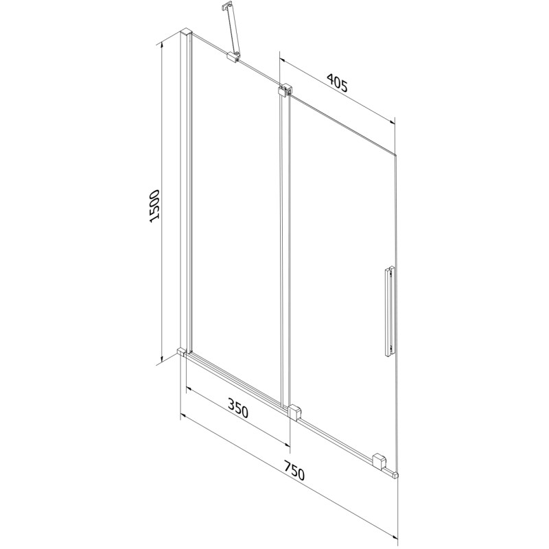 Mexen Velar posuvná vaňová zástena, 2-panelová 75 x 150 cm, grafit, kartáčovaná šedá - 896-075-000-41-66