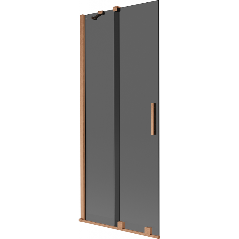 Mexen Velar vaňová clona 2-krídlová posuvná 80 x 150 cm, grafit, brúsená meď - 896-080-000-41-65