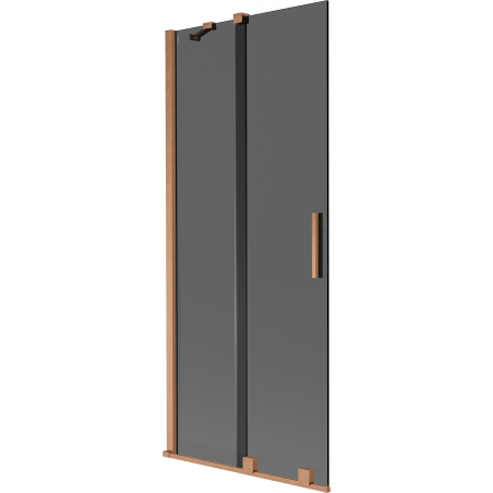 Mexen Velar vaňová clona 2-krídlová posuvná 80 x 150 cm, grafit, brúsená meď - 896-080-000-41-65