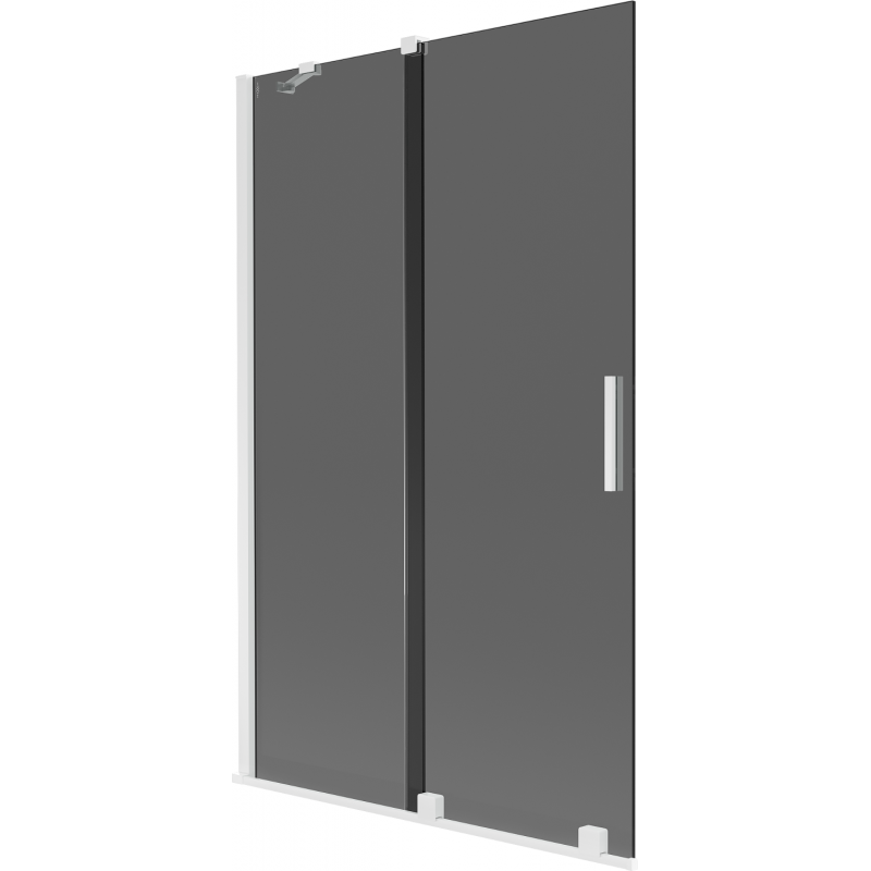 Mexen Velar vanová zástěna 2-křídlová posuvná 110 x 150 cm, grafitová, bílá - 896-110-000-41-20