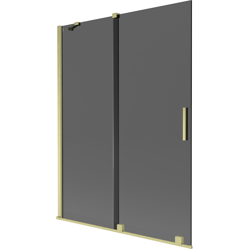 Mexen Velar paraván do vane 2-krídlový posuvný 130 x 150 cm, grafit, zlatý brúsený - 896-130-000-41-55