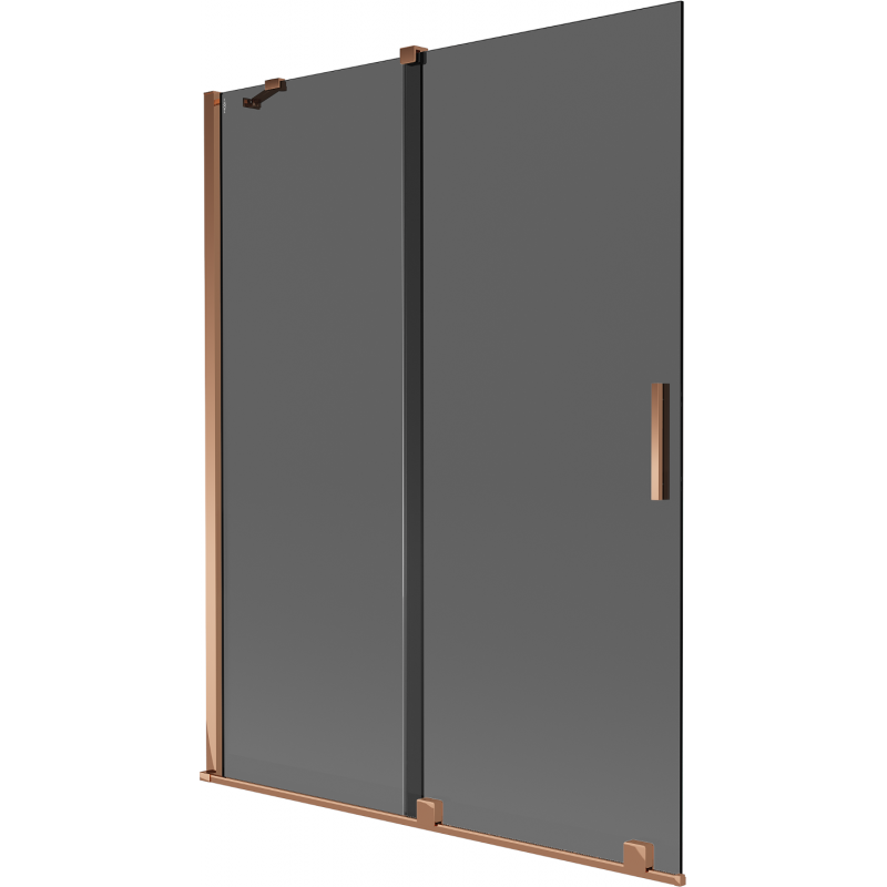 Mexen Velar paraván na vaňu 2-krídlový posuvný 130 x 150 cm, grafit, ružové zlato - 896-130-000-41-60