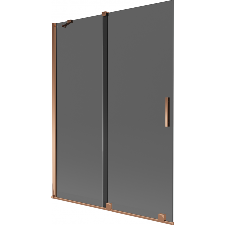 Mexen Velar paraván na vaňu 2-krídlový posuvný 130 x 150 cm, grafit, ružové zlato - 896-130-000-41-60