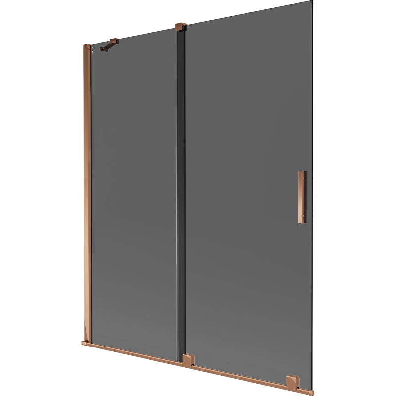 Mexen Velar vaňová zástena 2-krídlová posuvná 140 x 150 cm, grafit, ružové zlato - 896-140-000-41-60