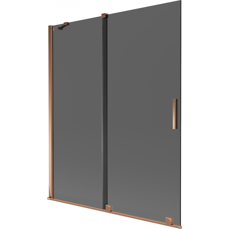 Mexen Velar vaňová zástena 2-krídlová posuvná 140 x 150 cm, grafit, ružové zlato - 896-140-000-41-60