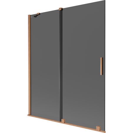 Mexen Velar vaničková zábrana 2-krídlová posuvná 140 x 150 cm, grafitová, brúsená meď - 896-140-000-41-65