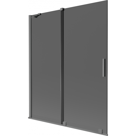 Mexen Velar dvojkrídlová zasúvacia vaňová zástena 140 x 150 cm, grafit, gun metal - 896-140-000-41-95