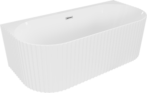 Mexen Sella voľne stojaca stena ryhovaná 150 x 75 cm, biela lesk, prepad chróm - 52711507500-01