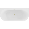 Mexen Sella samostatne stojaca pri stene rebrovaná vaňa 150 x 75 cm, biela lesklá, prepad zlatý brúsený - 52711507500-55