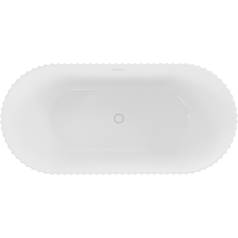 Mexen Paola voľne stojaca ryhovaná vaňa 150 x 75 cm, biela lesk, biely prepad - 52721507500-20