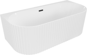 Mexen Sella voľne stojaca vaňa so stenou s ryhovaním 150 x 75 cm, biely lesk, čierny preliv - 52711507500-70