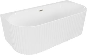 Mexen Sella voľne stojaca pri stene rebrovaná vaňa 150 x 75 cm, biela lesklá, prepad brúsený nikel - 52711507500-97