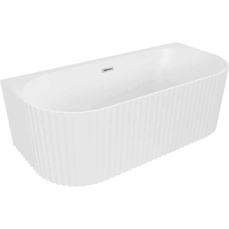 Mexen Sella voľne stojaca nástenná vaňa ryhovaná 150 x 75 cm, biela matná, prepad chróm - 52711507501-01