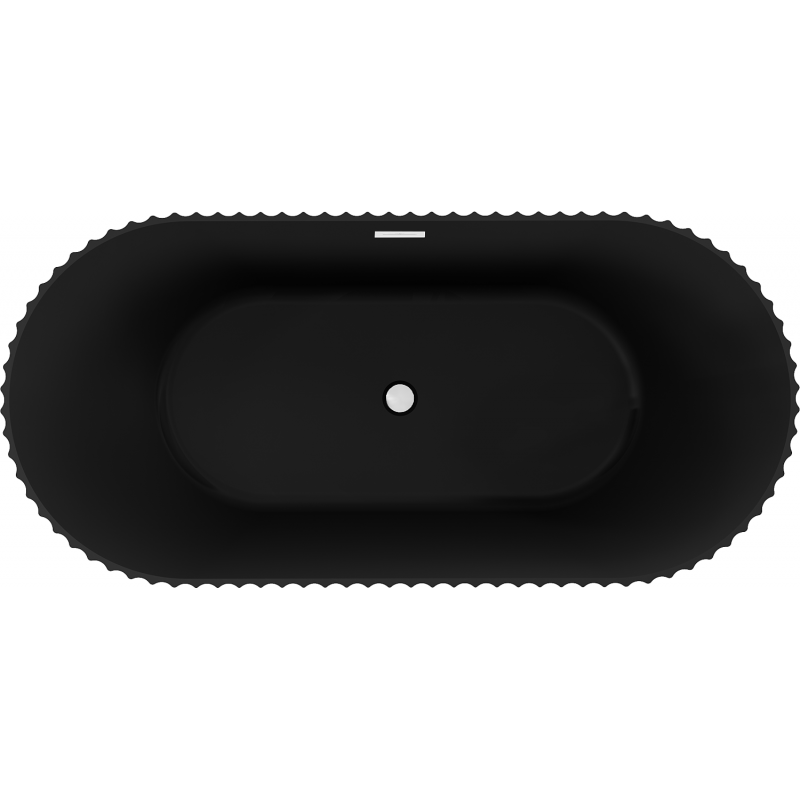 Mexen Paola voľne stojaca ryhovaná vaňa 150 x 75 cm, čierna matná, biely preliv - 52721507571-20