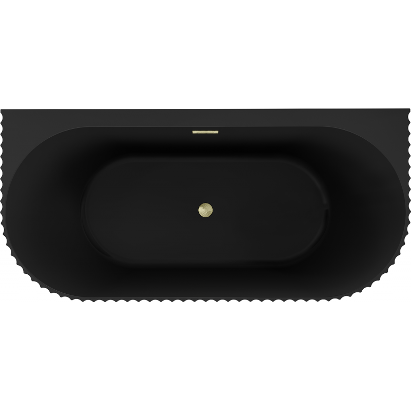 Mexen Sella voľne stojaca vaňa s rebrovaným povrchom, 150 x 75 cm, čierna matná, zlatý kartáčovaný preliv - 52711507571-55