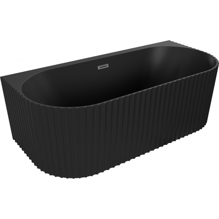 Mexen Sella voľne stojaca stena ryhovaná vaňa 150 x 75 cm, čierna matná, prepad gun metal - 52711507571-95