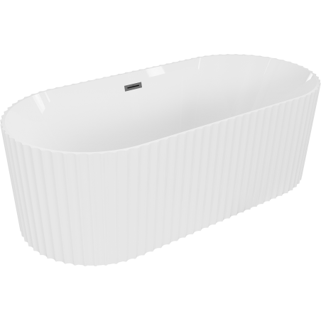 Mexen Paola voľne stojaca vaňa ryhovaná 170 x 80 cm, biela lesklá, preliv gun metal - 52721708000-95
