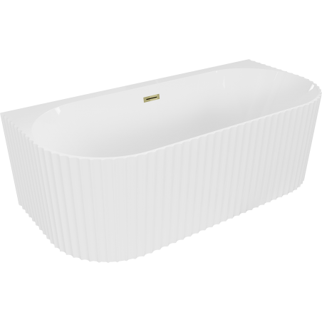 Mexen Sella voľne stojaca pri stene ryhovaná vaňa 170 x 80 cm, biela lesk, prepad zlatý - 52711708000-50