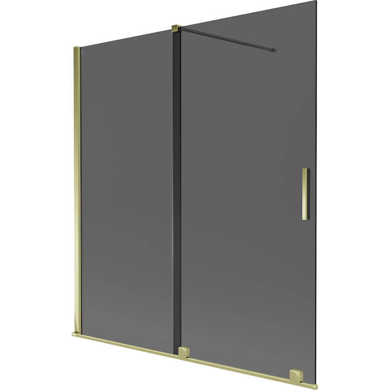 Mexen Velar dvojkrídlové posuvné vaňové zásteny 150 x 150 cm, grafit, zlaté - 896-150-000-41-50
