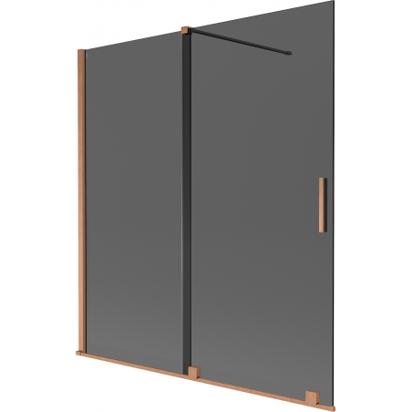 Mexen Velar vanová zástěna 2-dielna posuvná 150 x 150 cm, grafit, brúsená meď - 896-150-000-41-65
