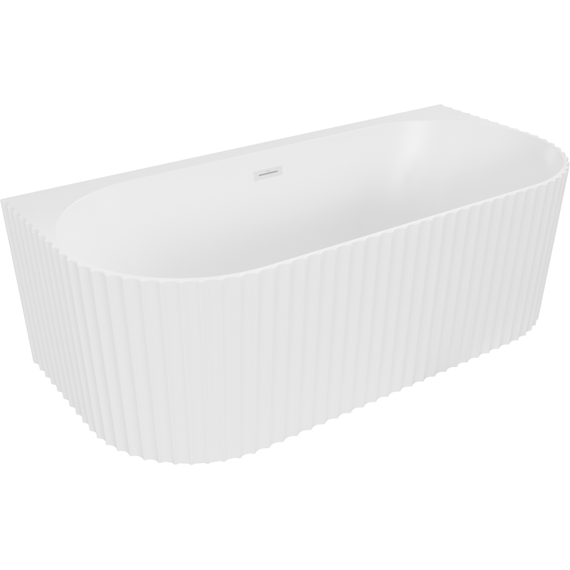 Mexen Sella voľne stojaca pri stene rebrovaná vaňa 170 x 80 cm, biela matná, biely prepad - 52711708001-20