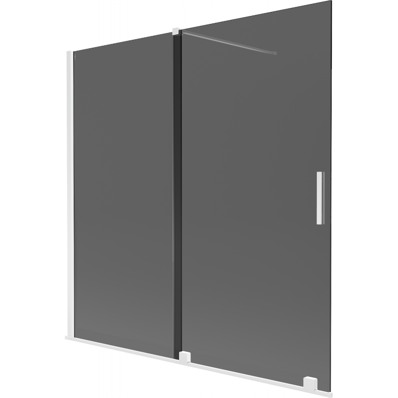 Mexen Velar sprchová zástenka 2-krídlová posuvná 160 x 150 cm, grafitová, biela - 896-160-000-41-20
