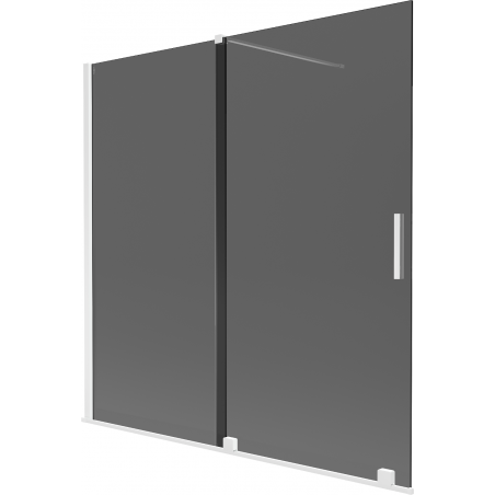 Mexen Velar sprchová zástenka 2-krídlová posuvná 160 x 150 cm, grafitová, biela - 896-160-000-41-20