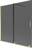 Mexen Velar dvojkrídlová posuvná vaňová zástenka 160 x 150 cm, grafitová, zlatá kartáčovaná - 896-160-000-41-55