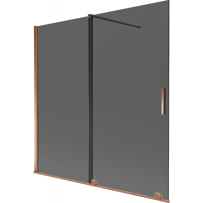 Mexen Velar sprchová zábrana dvojkrídlová posuvná 160 x 150 cm, grafit, ružové zlato - 896-160-000-41-60