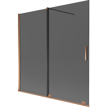 Mexen Velar sprchová zábrana dvojkrídlová posuvná 160 x 150 cm, grafit, ružové zlato - 896-160-000-41-60