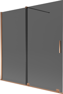 Mexen Velar sprchová zábrana dvojkrídlová posuvná 160 x 150 cm, grafit, ružové zlato - 896-160-000-41-60