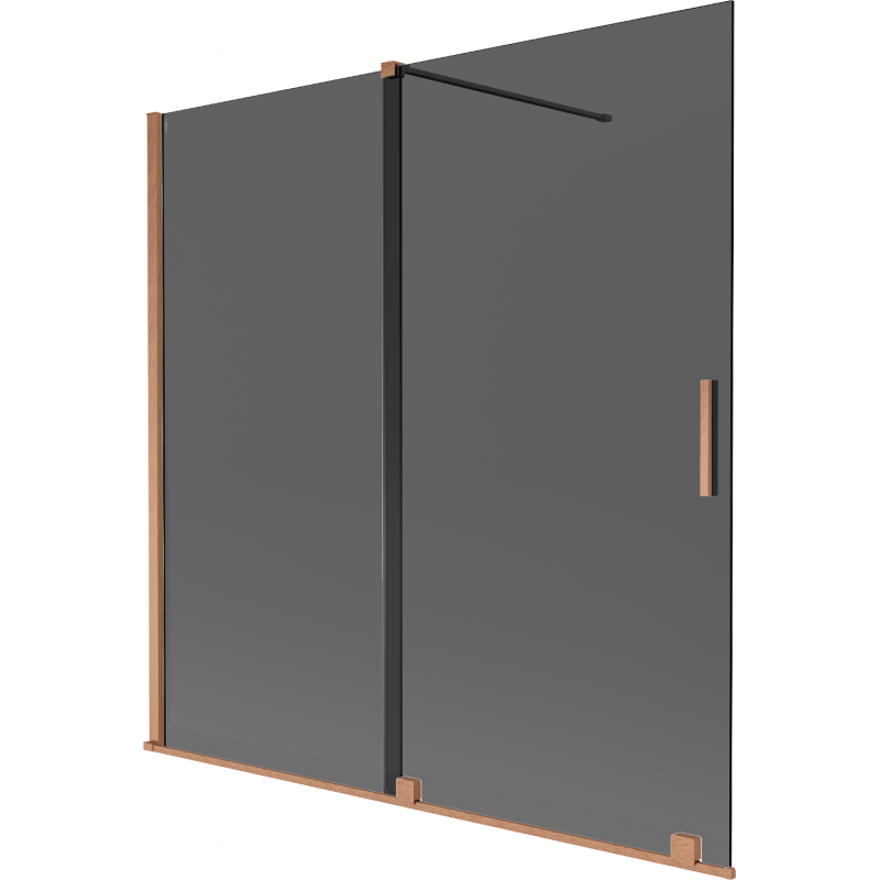 Mexen Velar dvojkrídlový sprchový záves 160 x 150 cm, grafit, brúsená meď - 896-160-000-41-65