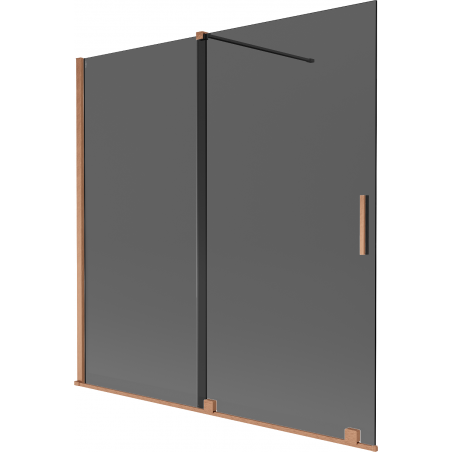 Mexen Velar dvojkrídlový sprchový záves 160 x 150 cm, grafit, brúsená meď - 896-160-000-41-65