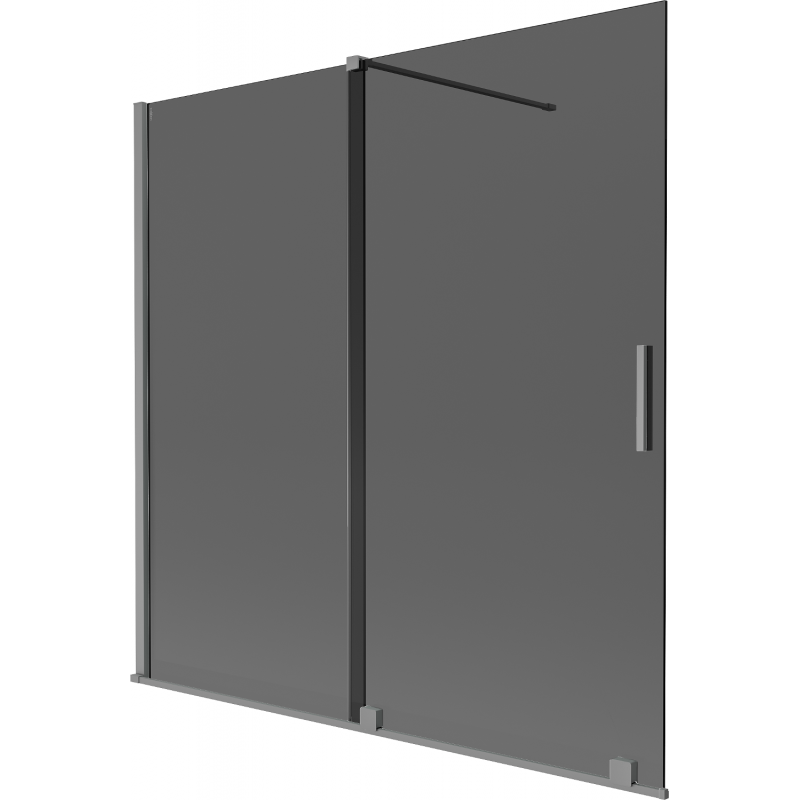 Mexen Velar paravan na vaňu 2-krídlový posuvný 160 x 150 cm, grafit, gun metal - 896-160-000-41-95