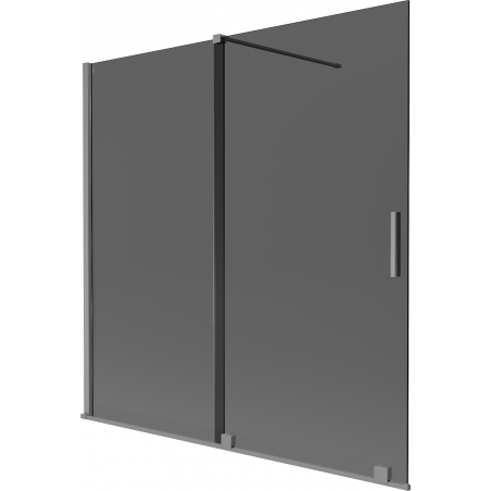Mexen Velar paravan na vaňu 2-krídlový posuvný 160 x 150 cm, grafit, gun metal - 896-160-000-41-95