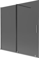 Mexen Velar paravan na vaňu 2-krídlový posuvný 160 x 150 cm, grafit, gun metal - 896-160-000-41-95