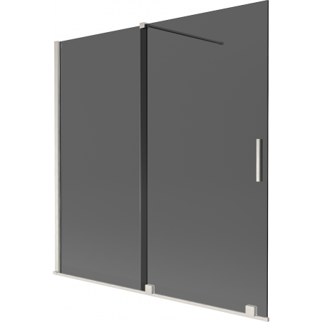 Mexen Velar paraván na vaňu 2-krídlový posuvný 160 x 150 cm, grafit, brúsený nikel - 896-160-000-41-97