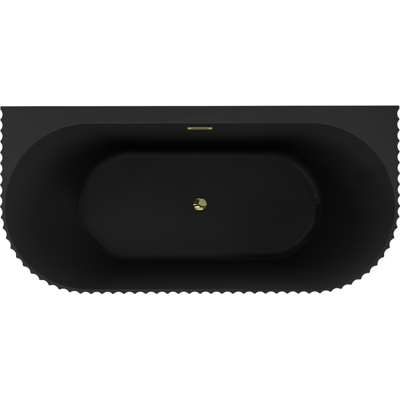 Mexen Sella voľne stojaca pri stene rebrovaná vaňa 170 x 80 cm, čierna matná, prepad zlatý - 52711708071-50