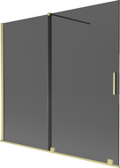 Mexen Velar vana paraván s dvomi posuvnými krídlami 170 x 150 cm, grafit, zlatý kartáčovaný - 896-170-000-41-55