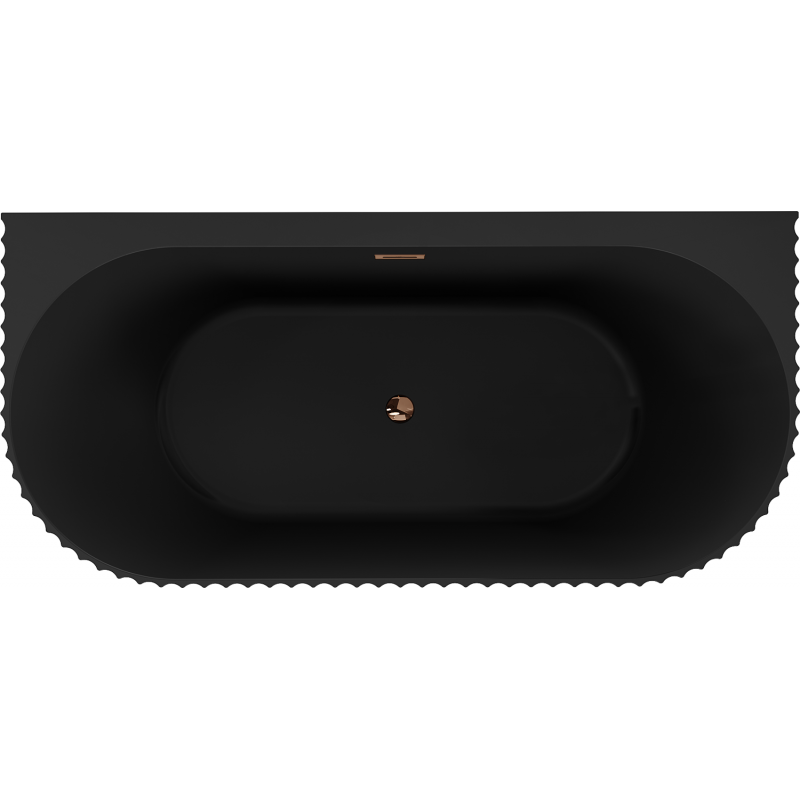 Mexen Sella voľne stojaca pri stene ryhovaná vaňa 170 x 80 cm, čierna mat, prepad ružové zlato - 52711708071-60